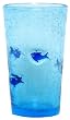 Hand Blown Glass Blue Fish Tumbler Glass 6"H Set of Four