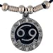 Cancer Pewter Pendant on Beaded Leather Necklace - Earth Spirit Necklace