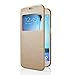 PASONOMI Galaxy S6 Case, [Smart Window View] Samsung Galaxy S6 Folio Wallet Case - Slim Flip Leather Case for Samsung Galaxy S6 Smartphone (Golden)