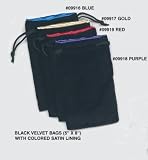 5"X8" Black Velvet Dice Bag with Purple Satin Lining