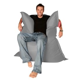 BAZAAR BAG � - Giant Beanbag GREY - Indoor & Outdoor Bean Bag - MASSIVE 180x140cm - GREAT for Garden