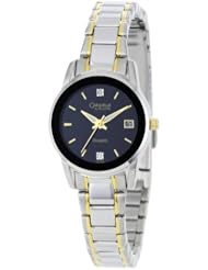 Caravelle by Bulova Womens 45P106 Diamond Black Dial Bracelet Watch