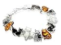 Cat Silver Tone and Multicolor Cats Magnetic Bracelet
