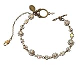 Michal Negrin Bracelet Adorned with Beaded Flower Elements Accented with Aurora Borealis Swarovski Crystals, Hypoallergenic - Special Ordered and Shipped by Genuvo within 2 to 3 weeks