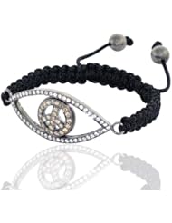 925 Sterling Silver Diamond Pave Macrame Bracelet Hand Crafted Jewelry