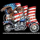 Bald Eagle American Flag Motorcycle T-shirt, XXX-Large, Brown