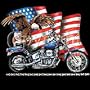 Bald Eagle American Flag Motorcycle T-shirt, XXX-Large, Brown