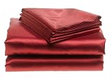 Scent-Sation Charmeuse 300-Thread-Count Satin Queen Sheet Set, Lacquer Red