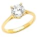 14K Yellow Gold Round-cut CZ Cubic Zirconia Ladies Solitaire Wedding Engagement Ring Band
