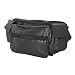 Large Black Genuine Lambskin Leather Fanny Pack Waist Bag with Cell Phone Pouch