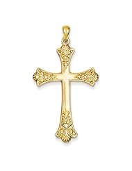 Fleur-de-Lis Cross Pendant, 14K Yellow Gold