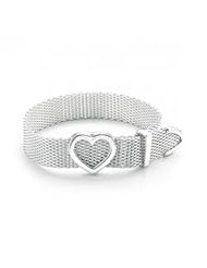 Bling Jewelry Sterling Silver Heart 12mm Buckle Mesh Bracelet 7 Inch