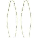 18kt Gold over Sterling Silver Curved Ear Needle Thread Earrings
