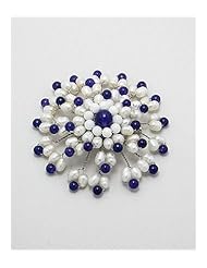 White Base Metal Semi GemStone Beads Brooch
