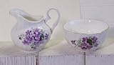 English Bone China Creamer & Open Sugar Set - Violet Decor