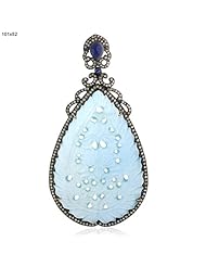18kt Gold Diamond Pave Gemstone Carved Pendant Jewelry