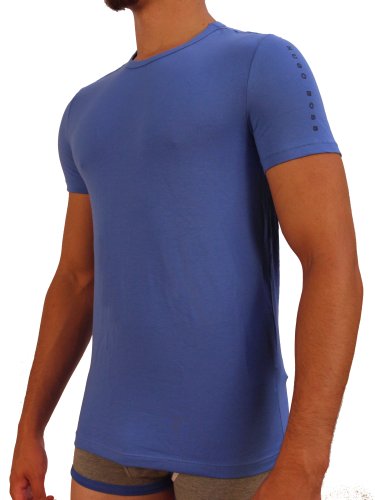 HUGO BOSS Mens Shirt Short-Sleeve Crewneck Shirt, Blue, X-Large