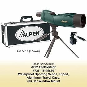 Click here to buy Alpen #725 Waterproof Spotting Scope Kit w  Car Mount and Carry Case by Alpen Optics.
