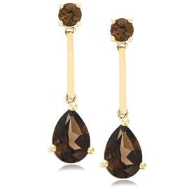 14k Yellow Gold Smoky Quartz Drop Earrings by Amazon.com Collection