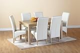 Belgravia Oak Dining Table & 6 Cream Chairs Set