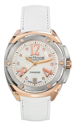 Saint Honore Women's 766070 6Y8DR Haussman 18K Rose Gold and Steel Mother-Of-Pearl Diamond Watch