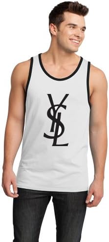 YSL Tank Top, White tank with black stripe and black custom logo