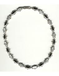 Silverflake -Oval Marcasite Necklace with Inlay