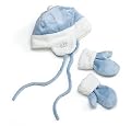 Soft & Snuggly Infant Cuddle Mittens & Ear Warmer Hat - Blue
