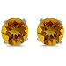 14K White Gold 3mm Round Citrine Stud Earrings