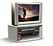 Sonax 34" wide, swivel base, glass door TV stand, silver finish
