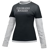 Nike Colorado Rockies Black Ladies Double Layer Cut Out Long Sleeve T-shirt