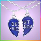Best Friends. 2-piece Mood Heart Silver Tone Charm Two 20"steel Necklace