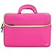 Evecase 13.3-14 inch Slim Portable Neoprene Carrying Laptop Sleeve Case Bag w/ Handles and Accessory Pocket (Hot Pink with Green Trim)