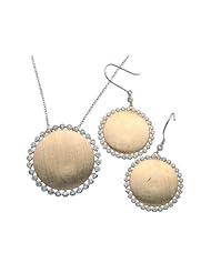 Nickel Free Sterling Silver Pendant & Earring Sets Round 14K Gold Plated CZ Set