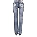 Sexy Couture Women's S139-PB Dark Wash Rhinestone Stitched Boot Cut Jeans