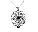 Silvertone Black CZ & Faux Grey Pearl Elegant Filigree Necklace Silvertone Black CZ & Faux Grey Pearl Elegant Filigree Necklace