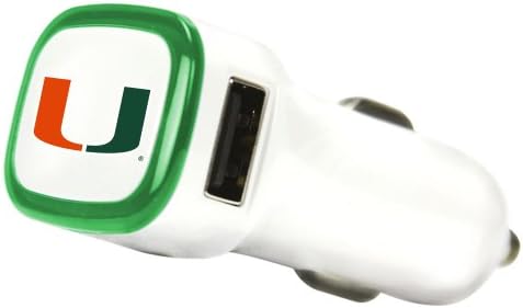 NCAA U Miami Hurricanes Car Charger, White