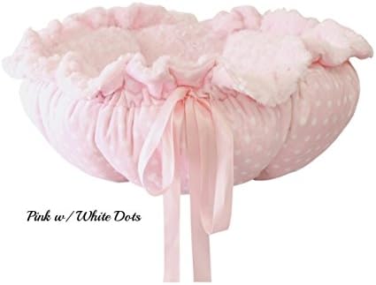 Hello Doggie 80000pwb 23 x 30 in. Open Flower Dog Bed, Large - Pink With White Dots