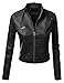 J.TOMSON Women's Faux Leather PU Moto Zip Up Jacket