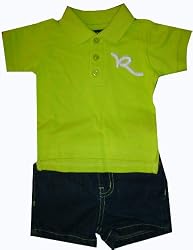 Rocawear Infant Boys 2 Pc. Outfit Polo Shirt & Denim Shorts Size 3/6 Months