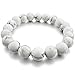 Men,Women's 10mm 12mm Bracelet Link Wrist Energy Stone White Howlite Turquoise Buddha Mala Beads Elastic