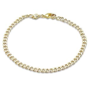 18K Layer Of Gold Beveled Curb Chain Bracelet 7 - Ideal 