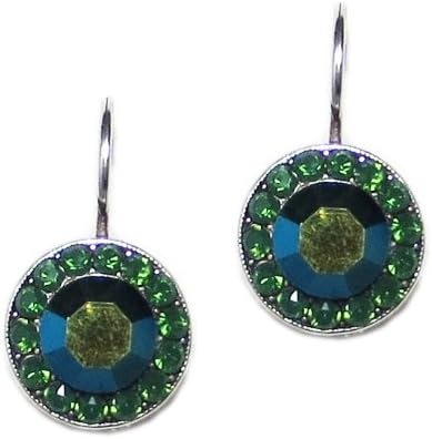 Mariana "Emerald City" Silver Plated Petite Circle Swarovski Crystal Drop Earrings