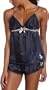 Baby Phat Women's 2Pc Satin Cami Short Set,Navy,Medium
