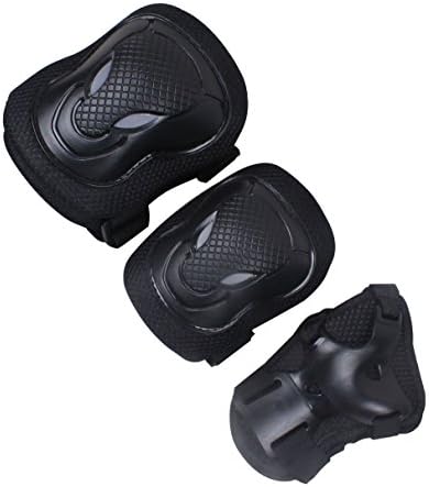 Kk 100 Adult Unisex Cycling and Roller Blading Wrist Elbow Knee Protective Safety Gear Guard 6pcs Set (Black)