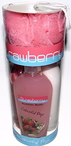 Large Strawberry Bath Gift Set - Shower Gel, Bath Lotion, Bubble Bath and Spa Scrubby Puff