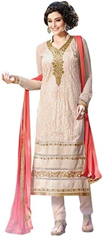 Stylelok Beige Brasso unstitched dress material SL57503709