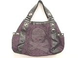 Loungefly Purple Tweed Sugar Skull Large Satchel Handbag