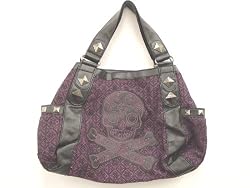 Loungefly Purple Tweed Sugar Skull Large Satchel Handbag