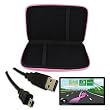 Premium Pink EVA Hard Shell Carrying Case + Clear Screen Protector + USB Data Cable for Garmin Nuvi 1450 1450LMT